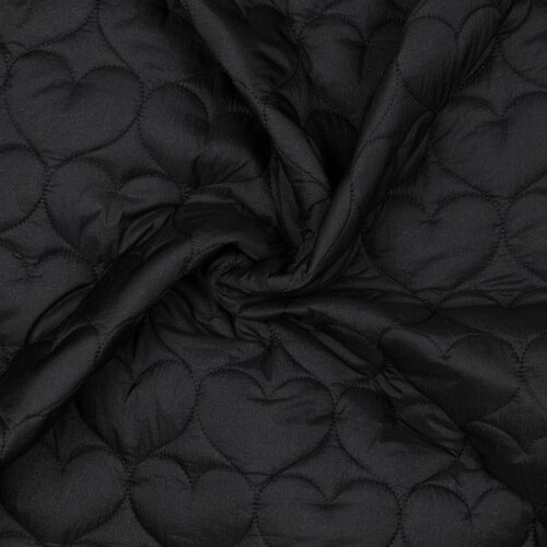 Steppstoff Herzen - schwarz
