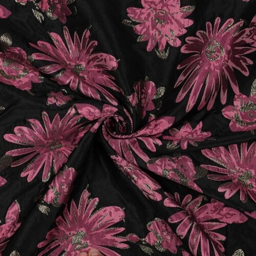 Jacquard Blumen - schwarz / PINK