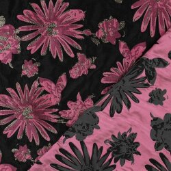 Jacquard Blumen - schwarz / PINK
