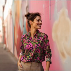 Baumwollsatin LUSH LEAVES NERIDA HANSEN - PURPLE