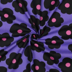 Feine Baumwollpopeline BIG FLOWER NERIDA HANSEN - PURPLE
