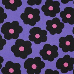Feine Baumwollpopeline BIG FLOWER NERIDA HANSEN - PURPLE
