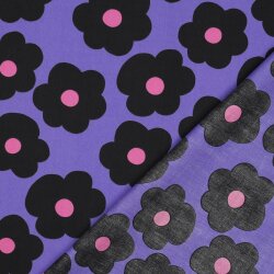 Feine Baumwollpopeline BIG FLOWER NERIDA HANSEN - PURPLE