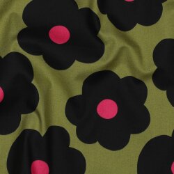 Feine Baumwollpopeline BIG FLOWER NERIDA HANSEN - MOSS GREEN