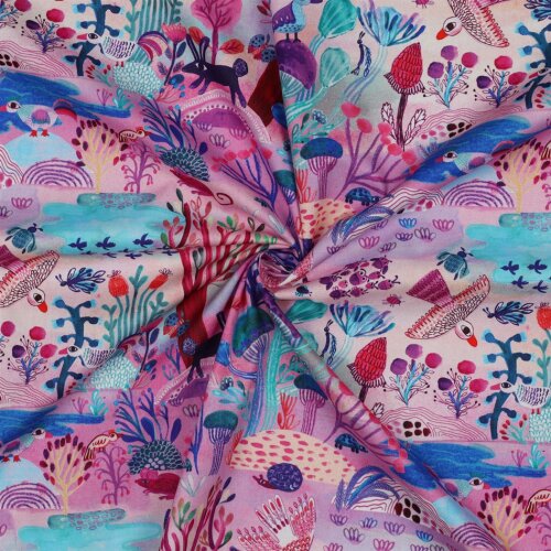 Feine Baumwollpopeline Digital SUNSHINE NERIDA HANSEN - LAVENDER