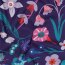 Feine Baumwollpopeline Digital MEADOW FLOWER NERIDA HANSEN - DARK PURPLE