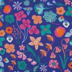 Feine Baumwollpopeline Digital MEADOW FLOWER NERIDA HANSEN - ROYAL BLUE