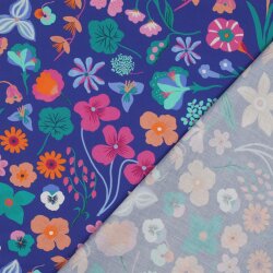 Feine Baumwollpopeline Digital MEADOW FLOWER NERIDA HANSEN - ROYAL BLUE