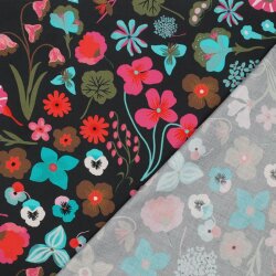 Feine Baumwollpopeline Digital MEADOW FLOWER NERIDA HANSEN - JET schwarz