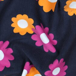 Feincord Blumen - dunkelblau