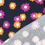 Feincord Blumen - dunkelblau