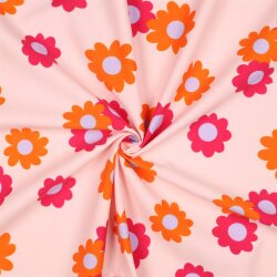 Feincord bunte Blumen - hellrosa