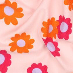 Feincord bunte Blumen - hellrosa
