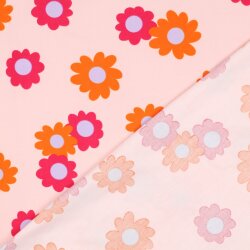 Feincord bunte Blumen - hellrosa
