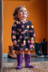 Feincord bunte Blumen - hellrosa