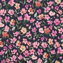 Feincord Digital Blumen - dunkelblau