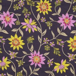 Baumwoll Voile Blumen - DARK PURPLE
