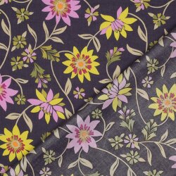 Baumwoll Voile Blumen - DARK PURPLE