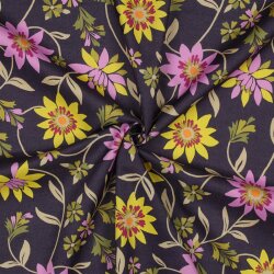Baumwollvoile Blumen - DARK PURPLE