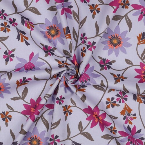 Baumwollvoile Blumen - LAVENDER