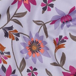 Baumwollvoile Blumen - lavendel