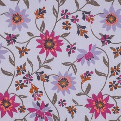 Baumwollvoile Blumen - lavendel