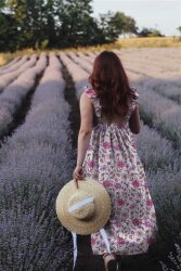 Baumwollvoile Blumen - lavendel