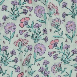 Musselin schöne Blumen - hellmint