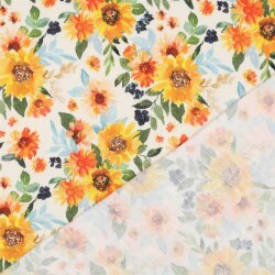 Musselin Digital SonnenBlumen - weiss