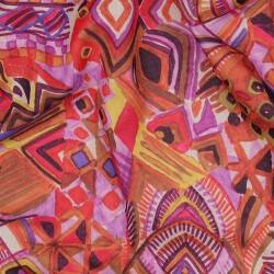 Baumwoll Voile Digital abstract - OCHRE