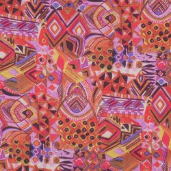 Baumwoll Voile Digital wilde Kunst - ocker/rot