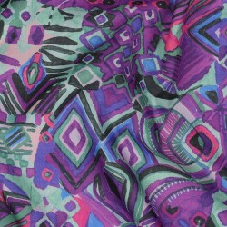 Baumwoll Voile Digital abstract - PURPLE