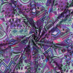 Baumwoll Voile Digital wilde Kunst - lila/softgrün