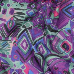 Baumwoll Voile Digital wilde Kunst - lila/softgrün