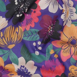 Baumwoll Voile Digital Blumen - COBALT