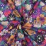 Baumwoll Voile Digital bunte Blüten - kobaltblau