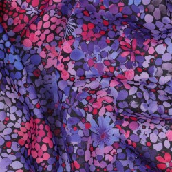 Baumwoll Voile Digital Blumen - PURPLE