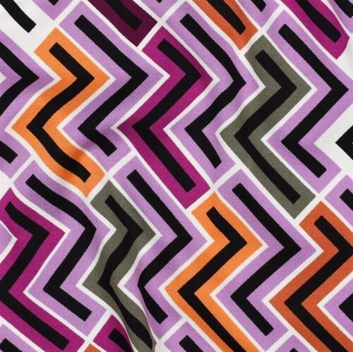 Viskose Jersey buntes Zick-Zack - helllila