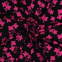 Viskose Jersey Blumen - schwarz