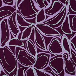 Viskose Jersey Blumenzeichnung  - aubergine