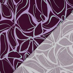 Viskose Jersey Blumenzeichnung  - aubergine