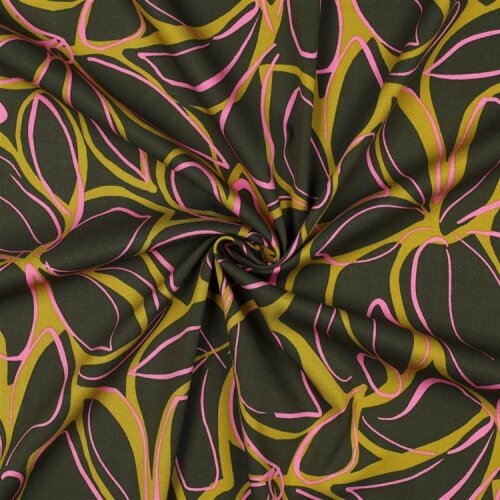 Viskose Jersey Blumen - dunkelgrün
