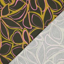 Viskose Jersey Blumen - dunkelgrün