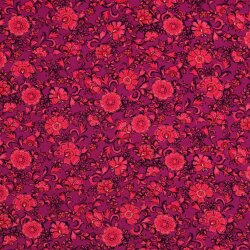 Viskose Popeline STRETCH Digital Blumen - FUCHSIA