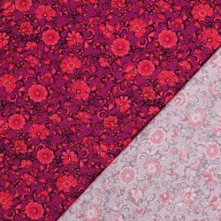 Viskose Popeline STRETCH Digital Blumen - FUCHSIA