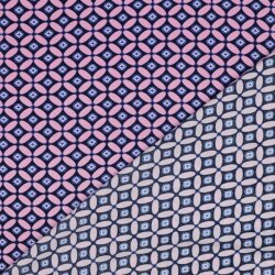 Viskose Lenzing 100% EcoVera™ Retrokreis - dunkelblau/hellpink