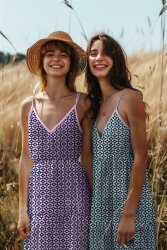 Viskose Lenzing 100% EcoVera™ Retrokreis - dunkelblau/hellpink