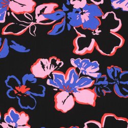 Viskose Lenzing 100% EcoVera™ grosse Blüten - schwarz