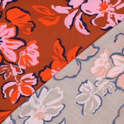 Viskose Lenzing 100% EcoVera™ grosse Blüten - dunkelkaramell