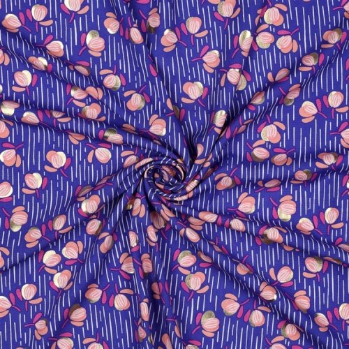 Viskosestoff FOIL Blumen - COBALT